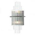 LUK0922 Lukas 2 Light Wall Light Satin Black and Glass