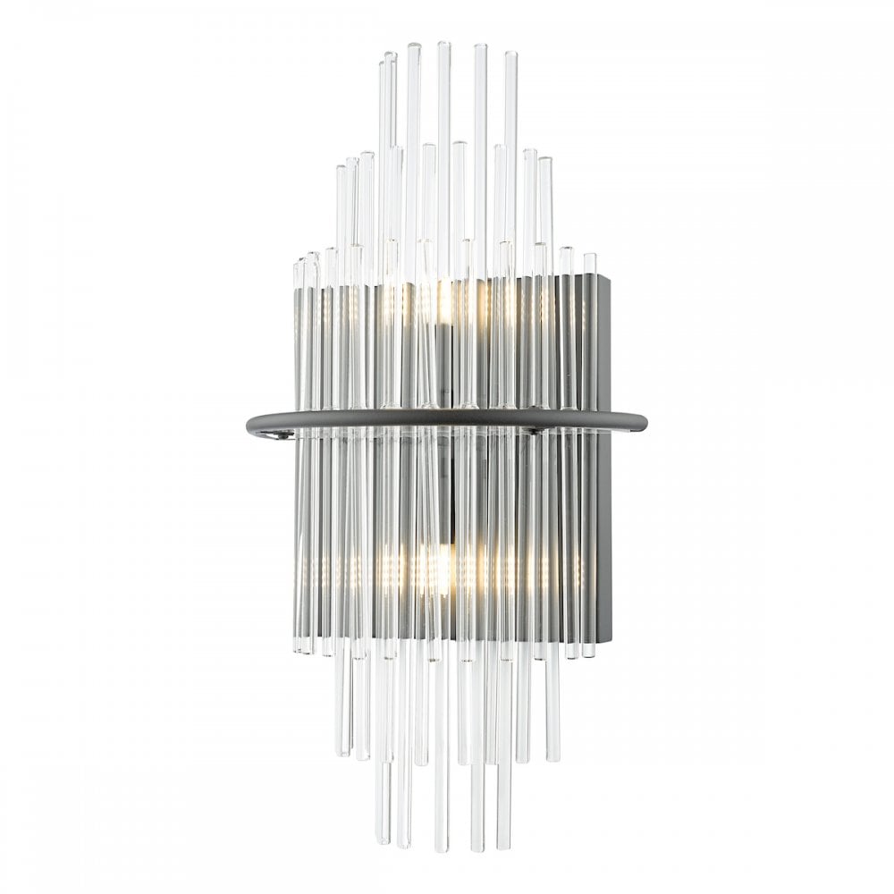 LUK0922 Lukas 2 Light Wall Light Satin Black and Glass