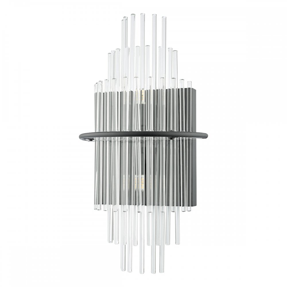 LUK0922 Lukas 2 Light Wall Light Satin Black and Glass