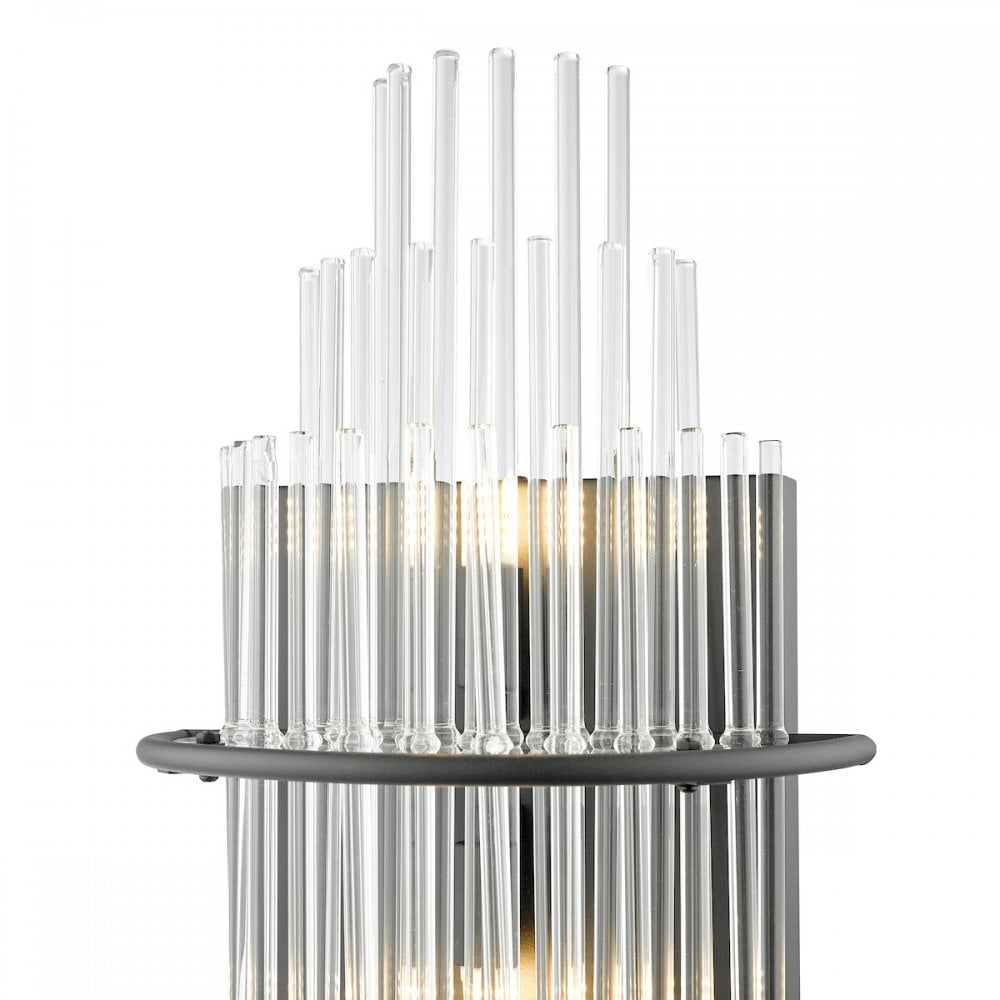 LUK0922 Lukas 2 Light Wall Light Satin Black and Glass