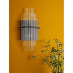 LUK0922 Lukas 2 Light Wall Light Satin Black and Glass