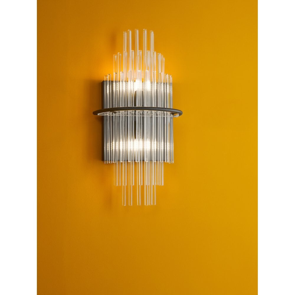 LUK0922 Lukas 2 Light Wall Light Satin Black and Glass