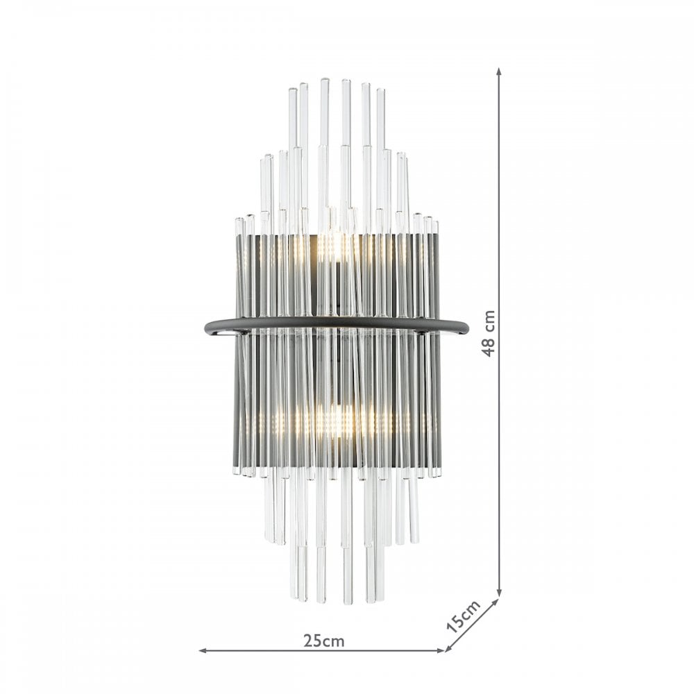 LUK0922 Lukas 2 Light Wall Light Satin Black and Glass