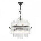 LUK1722 Lukas 13 Light Pendant Satin Black and Glass