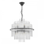 LUK1722 Lukas 13 Light Pendant Satin Black and Glass