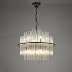 LUK1722 Lukas 13 Light Pendant Satin Black and Glass