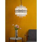 LUK1722 Lukas 13 Light Pendant Satin Black and Glass