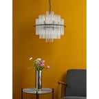LUK1722 Lukas 13 Light Pendant Satin Black and Glass