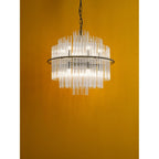 LUK1722 Lukas 13 Light Pendant Satin Black and Glass