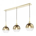 LYC0335 Lycia 3 Light Bar Pendant Satin Gold and Gold Ombre Glass