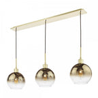 LYC0335 Lycia 3 Light Bar Pendant Satin Gold and Gold Ombre Glass