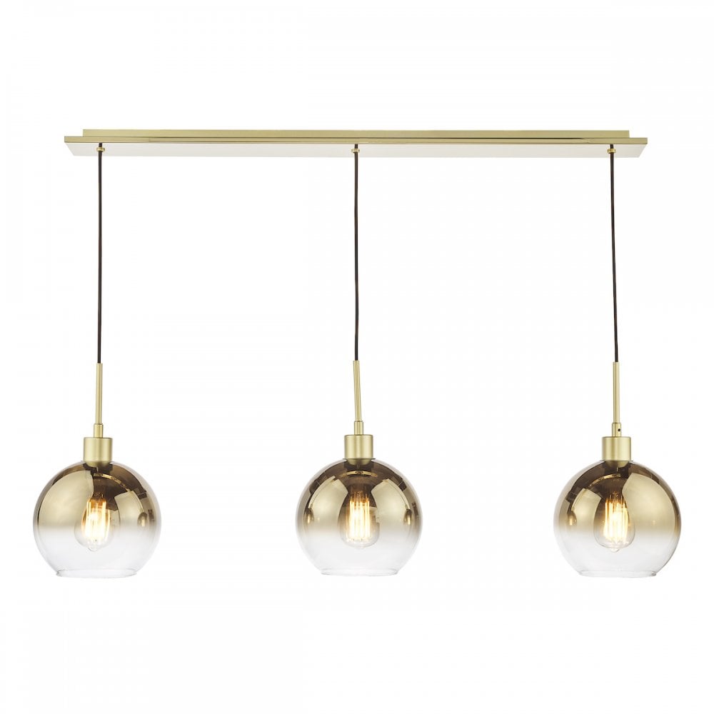 LYC0335 Lycia 3 Light Bar Pendant Satin Gold and Gold Ombre Glass