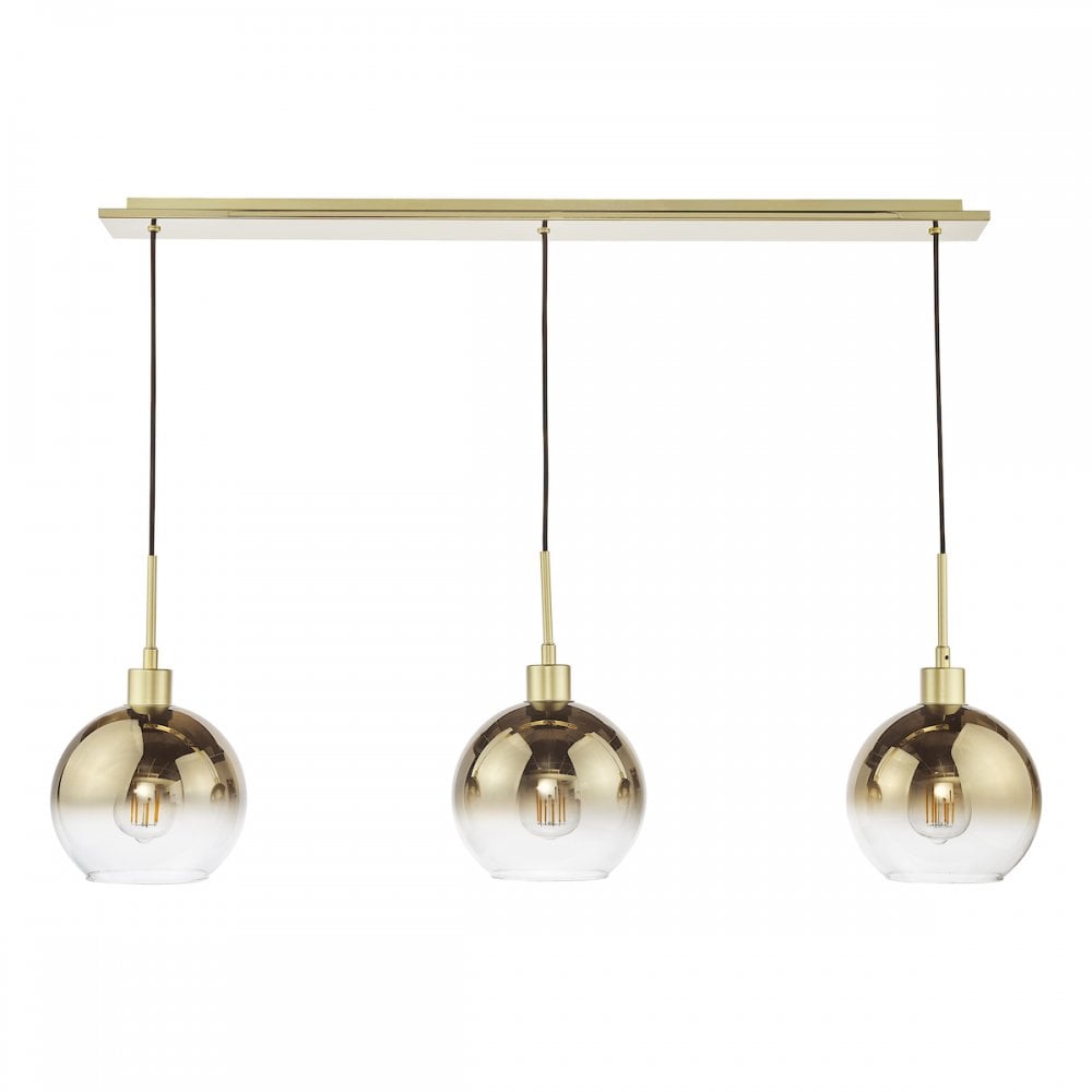 LYC0335 Lycia 3 Light Bar Pendant Satin Gold and Gold Ombre Glass