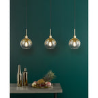 LYC0335 Lycia 3 Light Bar Pendant Satin Gold and Gold Ombre Glass