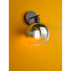 LYC0722 Lycia Wall Light Matt Black and Smoked Ombre Glass