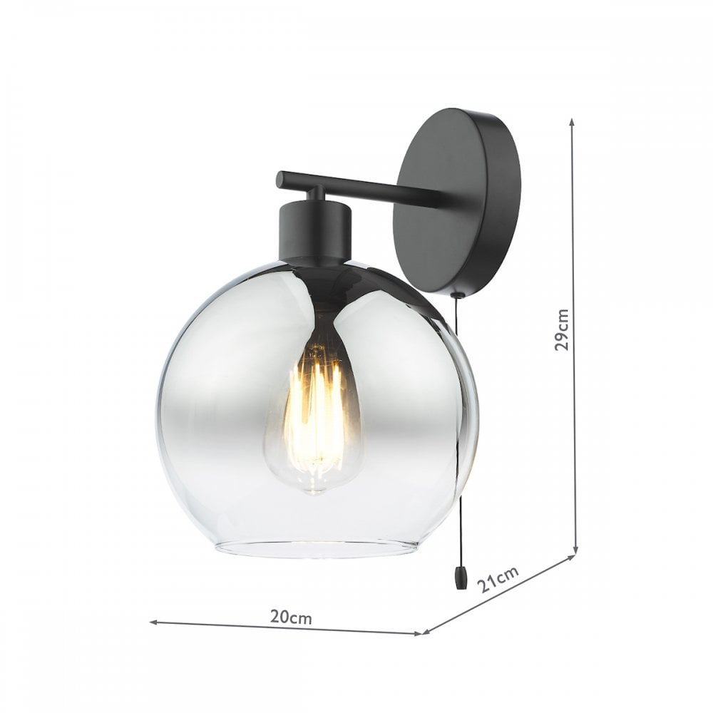 Lycia Wall  Light Matt Black and Smoked Ombre Glass