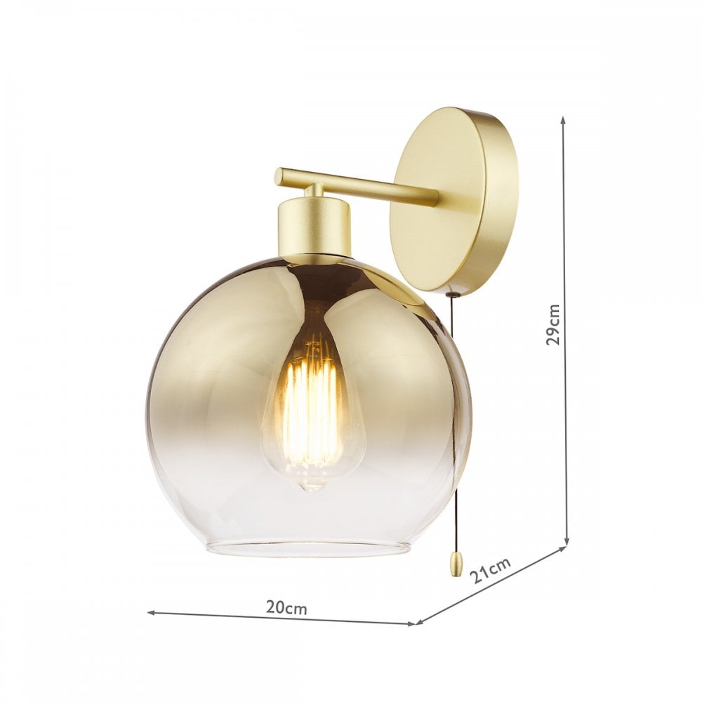 Lycia Wall  Light Satin Gold and Gold Ombre Glass