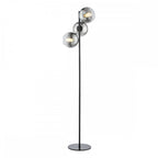 LYC4922 Lycia 3 Light Floor Lamp Matt Black and Smoked Ombre Glass