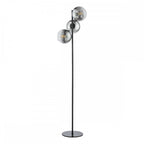 LYC4922 Lycia 3 Light Floor Lamp Matt Black and Smoked Ombre Glass