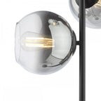 LYC4922 Lycia 3 Light Floor Lamp Matt Black and Smoked Ombre Glass