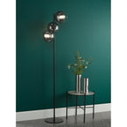 LYC4922 Lycia 3 Light Floor Lamp Matt Black and Smoked Ombre Glass