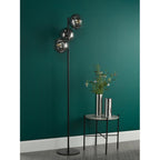 LYC4922 Lycia 3 Light Floor Lamp Matt Black and Smoked Ombre Glass