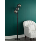 LYC4922 Lycia 3 Light Floor Lamp Matt Black and Smoked Ombre Glass