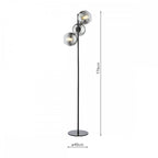 LYC4922 Lycia 3 Light Floor Lamp Matt Black and Smoked Ombre Glass