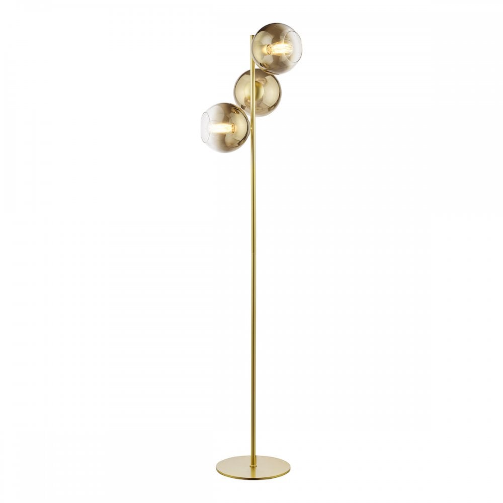 Lycia 3 Light Floor  Lamp Satin Gold and Gold Ombre Glass