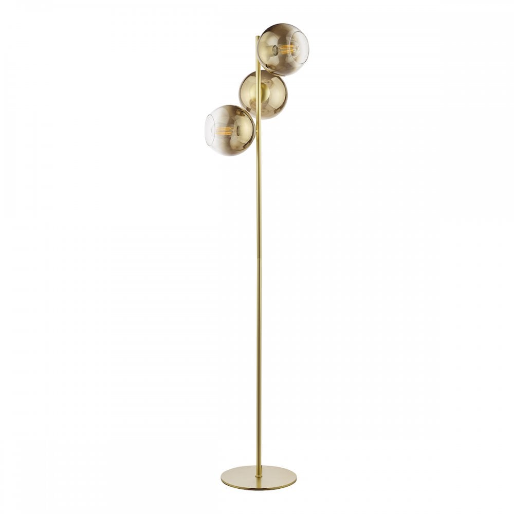 Lycia 3 Light Floor  Lamp Satin Gold and Gold Ombre Glass