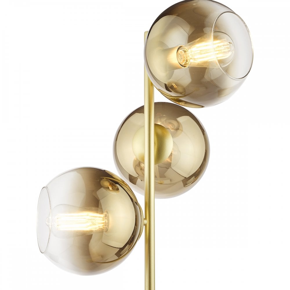 Lycia 3 Light Floor  Lamp Satin Gold and Gold Ombre Glass