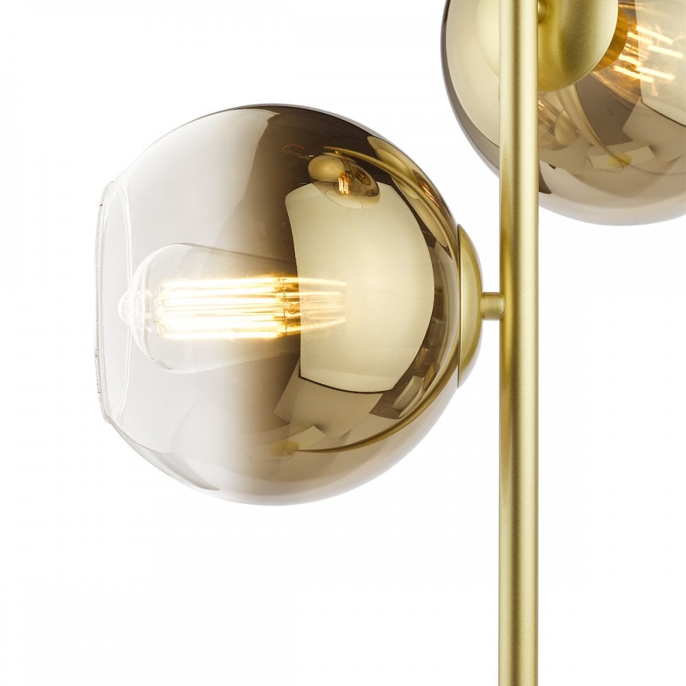 Lycia 3 Light Floor  Lamp Satin Gold and Gold Ombre Glass