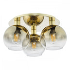 LYC5335 Lycia 3 Light Flush Satin Gold and Gold Ombre Glass