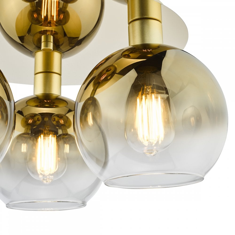 LYC5335 Lycia 3 Light Flush Satin Gold and Gold Ombre Glass