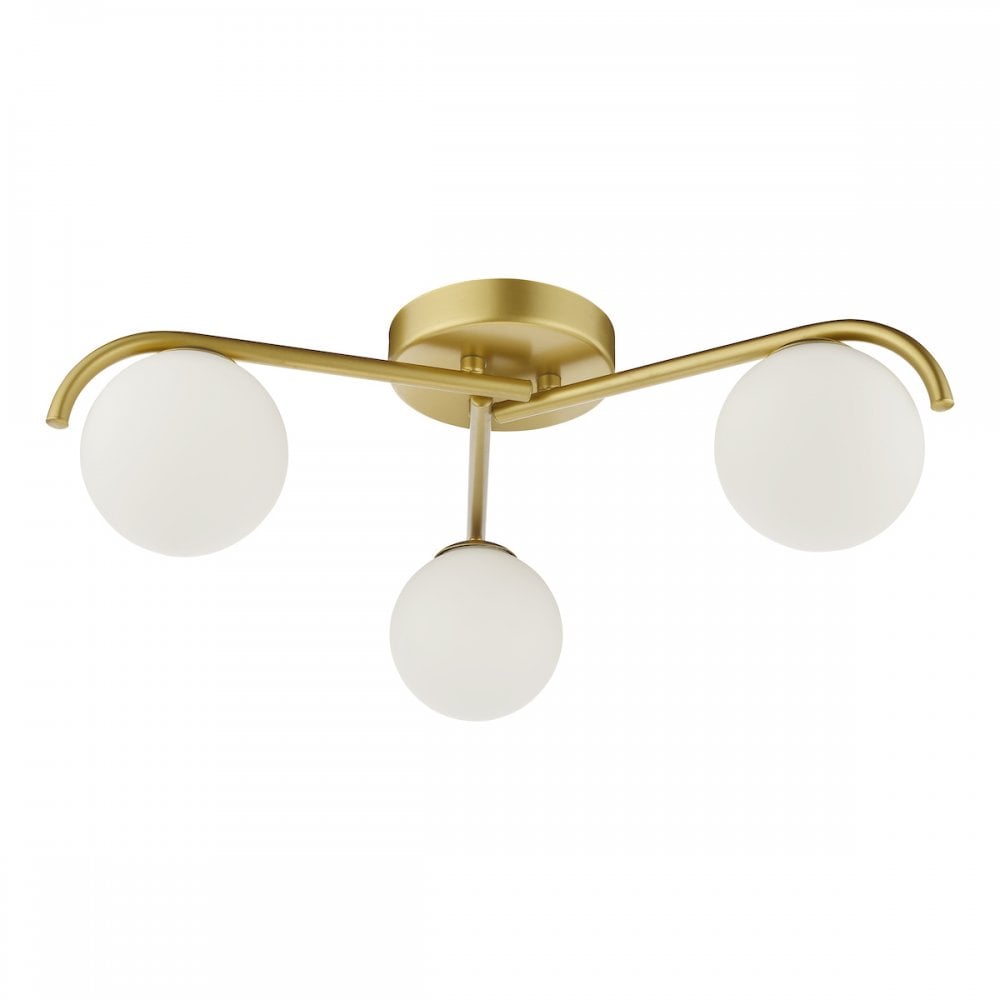 Orlena 3 Light Flush Satin Gold and Opal Glass