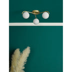 ORL5335 Orlena 3 Light Flush Satin Gold and Opal Glass