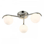 ORL5346 Orlena 3 Light Flush Satin Chrome and Opal Glass