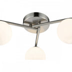 ORL5346 Orlena 3 Light Flush Satin Chrome and Opal Glass