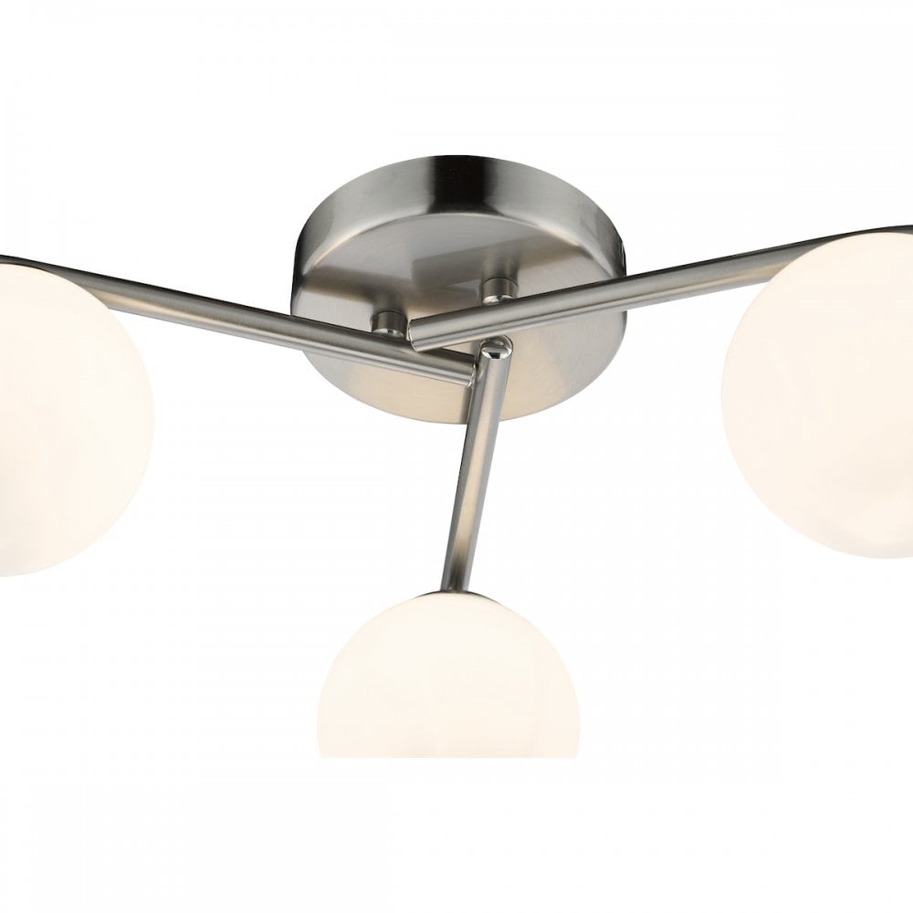 Orlena 3 Light Flush Satin Chrome and Opal Glass