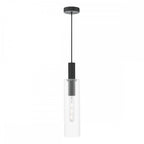 RUB0122 Ruben Pendant Satin Black and Ribbed Glass
