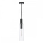 RUB0122 Ruben Pendant Satin Black and Ribbed Glass