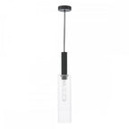 RUB0122 Ruben Pendant Satin Black and Ribbed Glass
