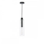 RUB0122 Ruben Pendant Satin Black and Ribbed Glass