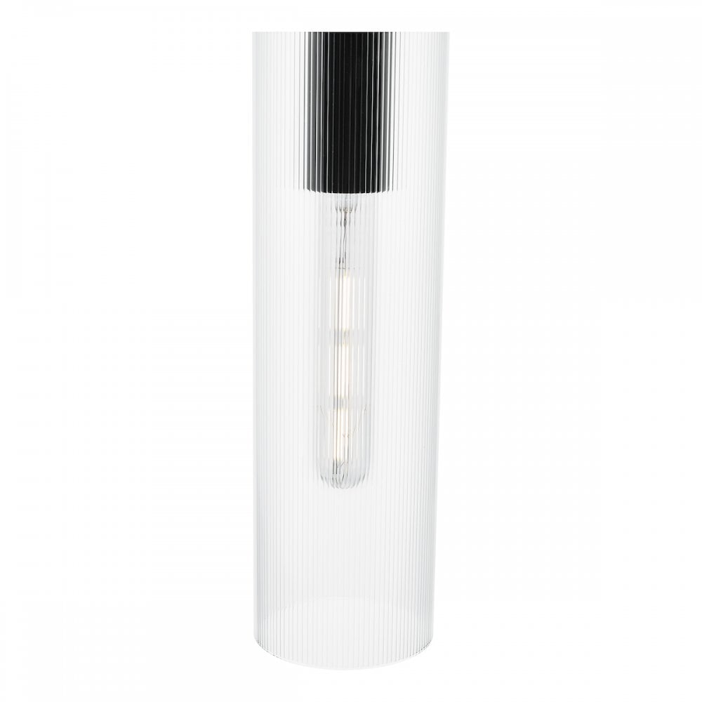 RUB0122 Ruben Pendant Satin Black and Ribbed Glass