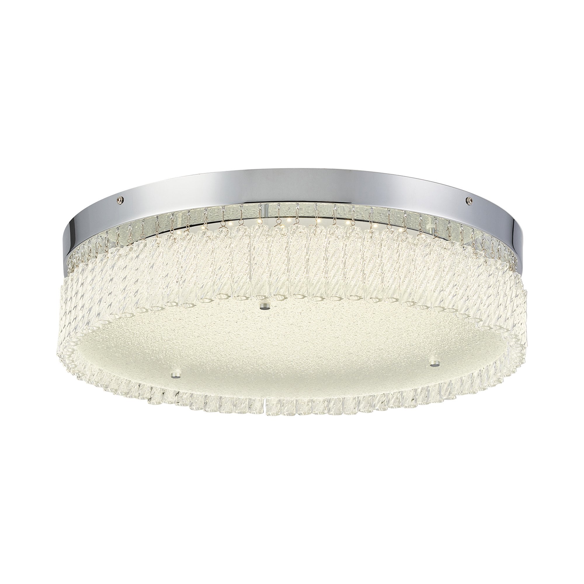 IL80056 Aiden 50cm Round Flush Ceiling 30W LED Polished Chrome/Glass
