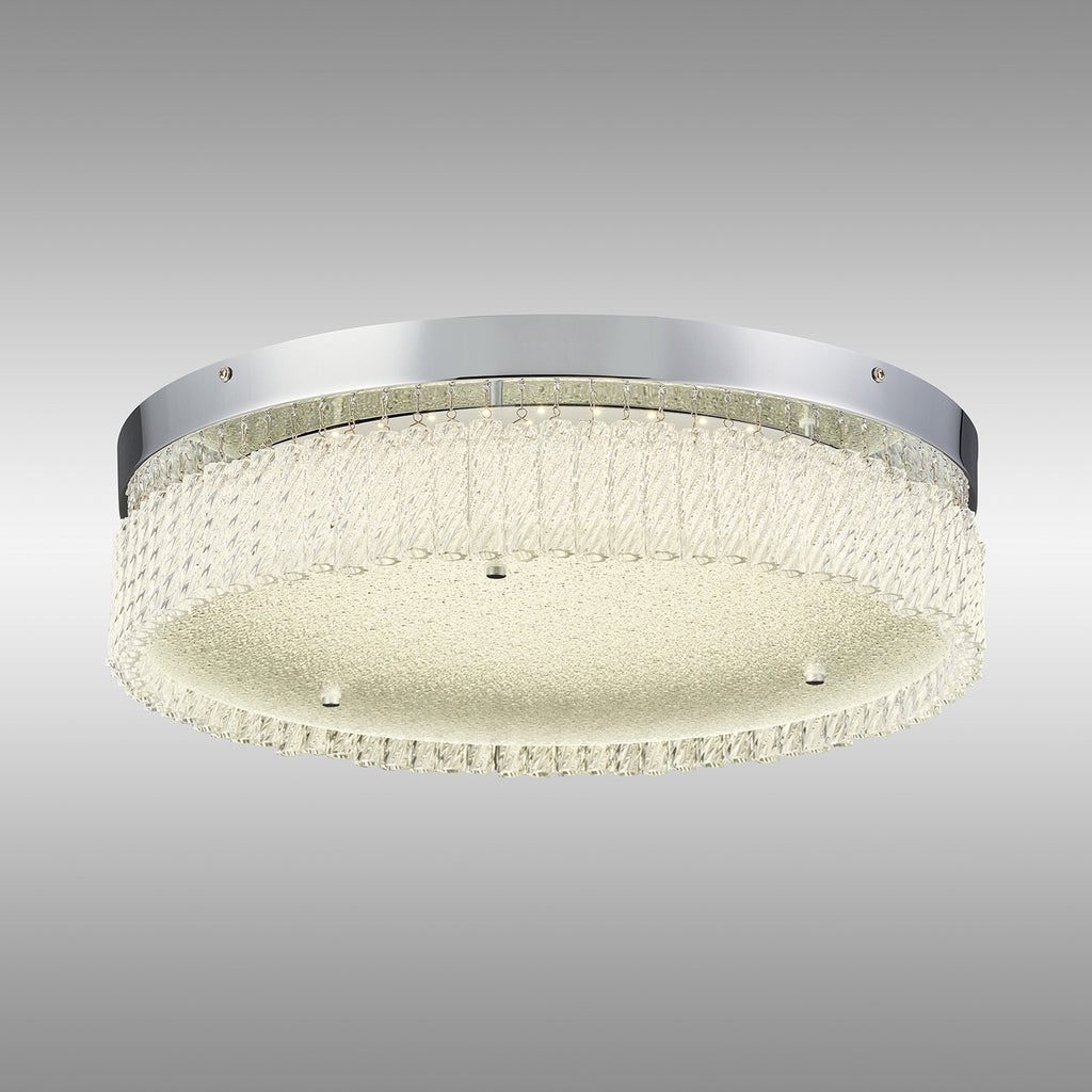 IL80056 Aiden 50cm Round Flush Ceiling 30W LED Polished Chrome/Glass