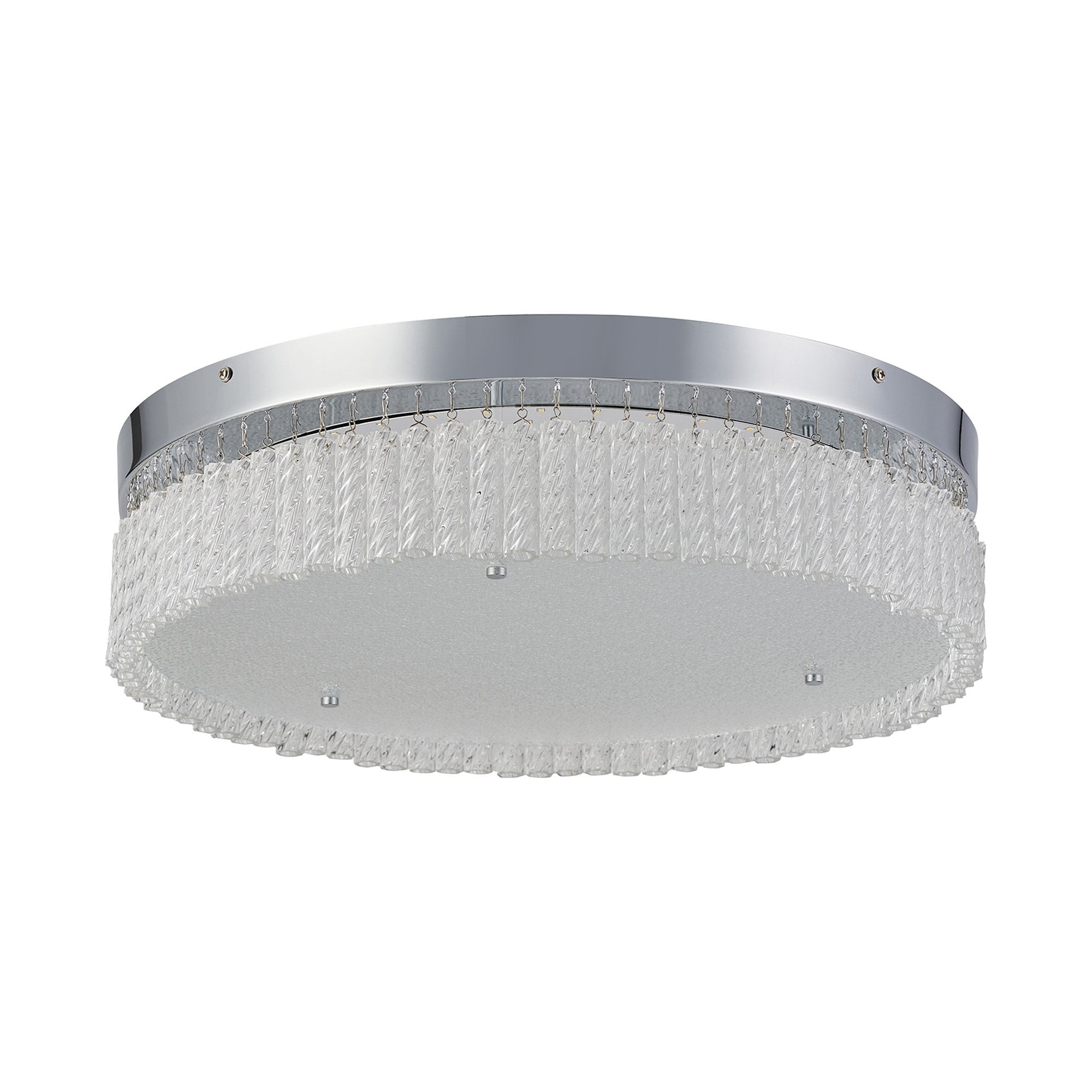 IL80056 Aiden 50cm Round Flush Ceiling 30W LED Polished Chrome/Glass