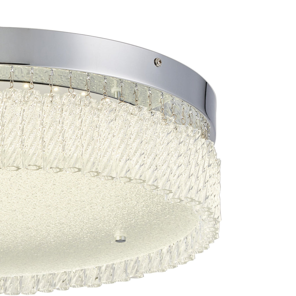 IL80056 Aiden 50cm Round Flush Ceiling 30W LED Polished Chrome/Glass