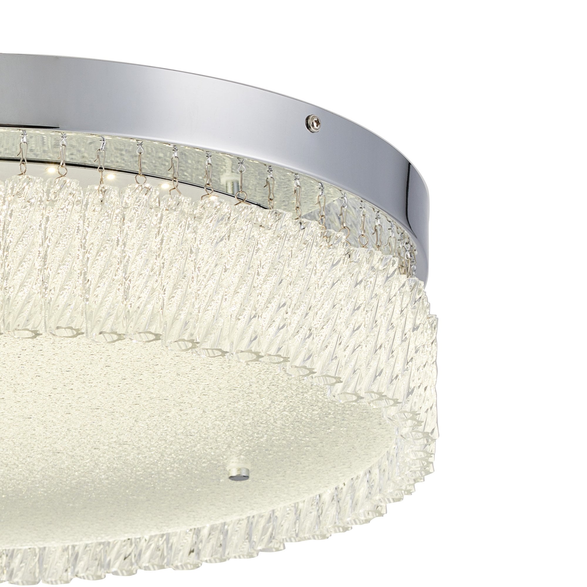 IL80056 Aiden 50cm Round Flush Ceiling 30W LED Polished Chrome/Glass