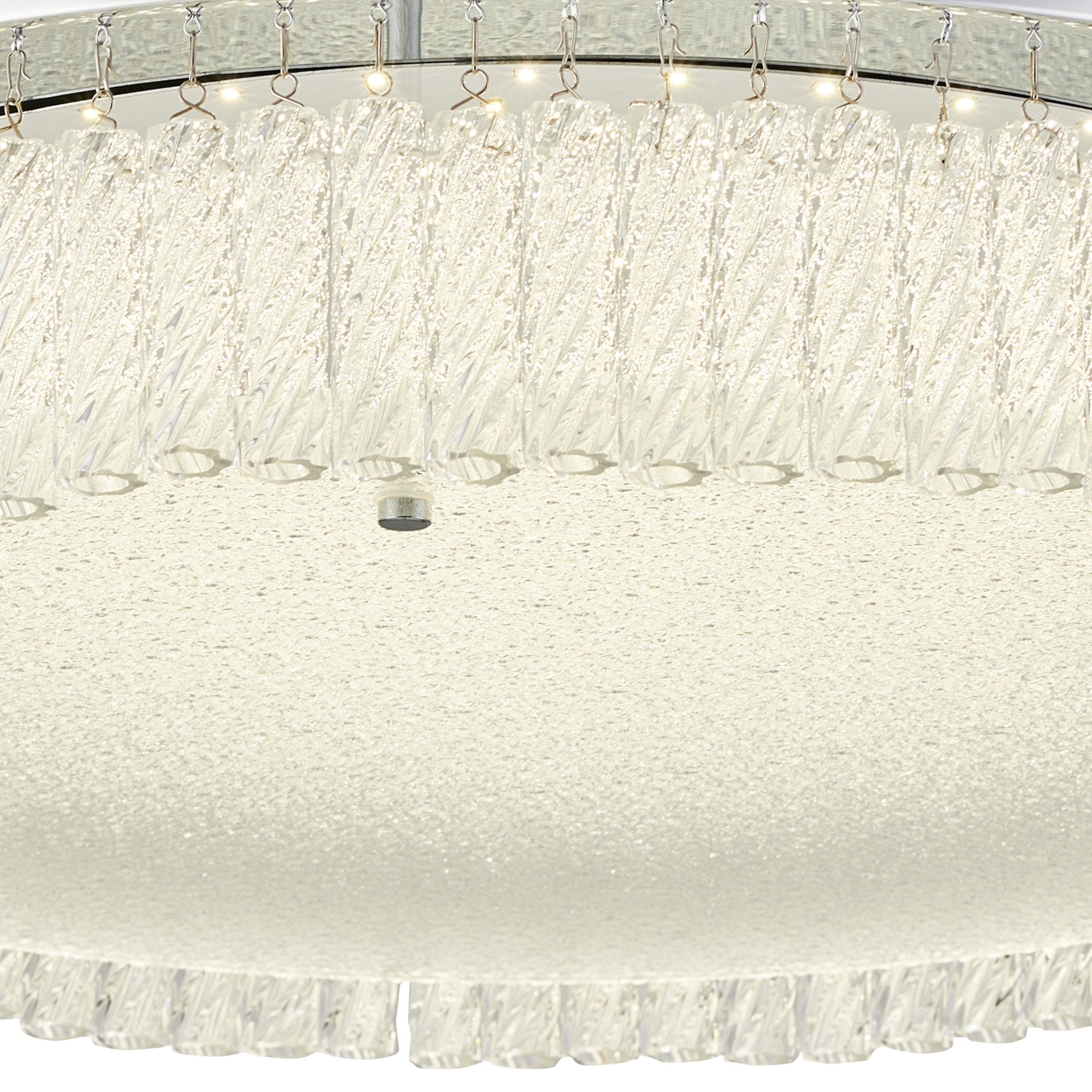 IL80056 Aiden 50cm Round Flush Ceiling 30W LED Polished Chrome/Glass